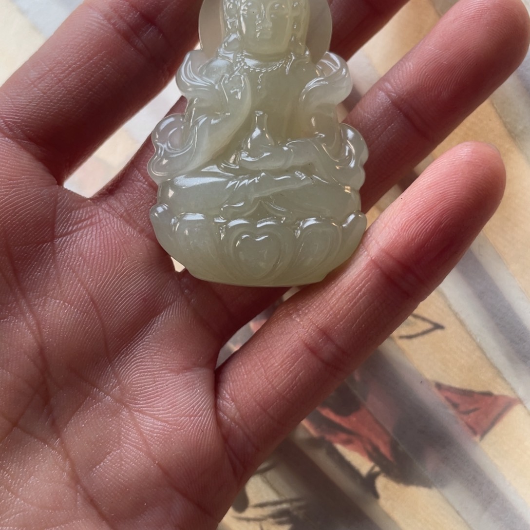 和田玉吊坠(不含链)未镶嵌青海白玉观音