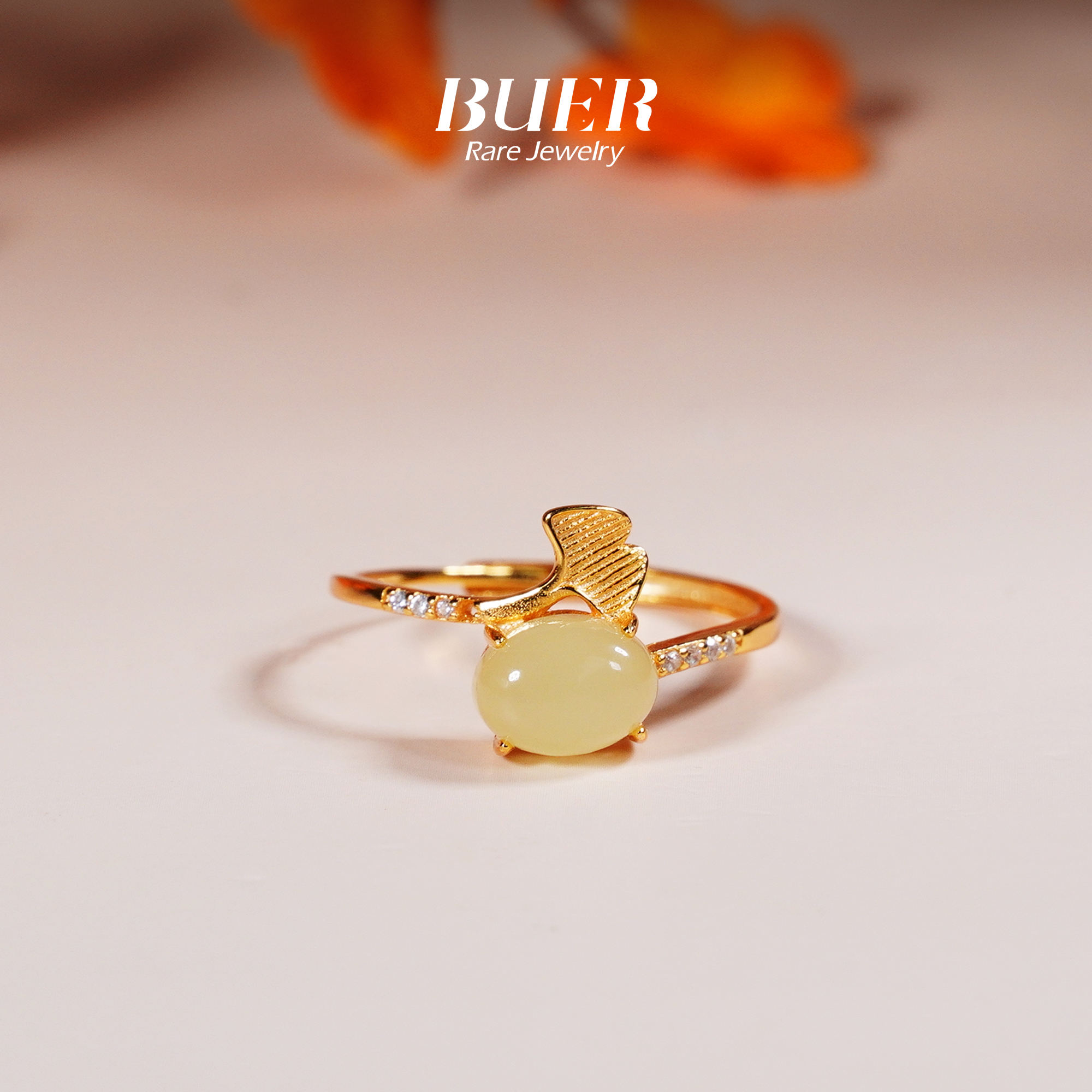 【不二】和田玉黄口银镶戒指