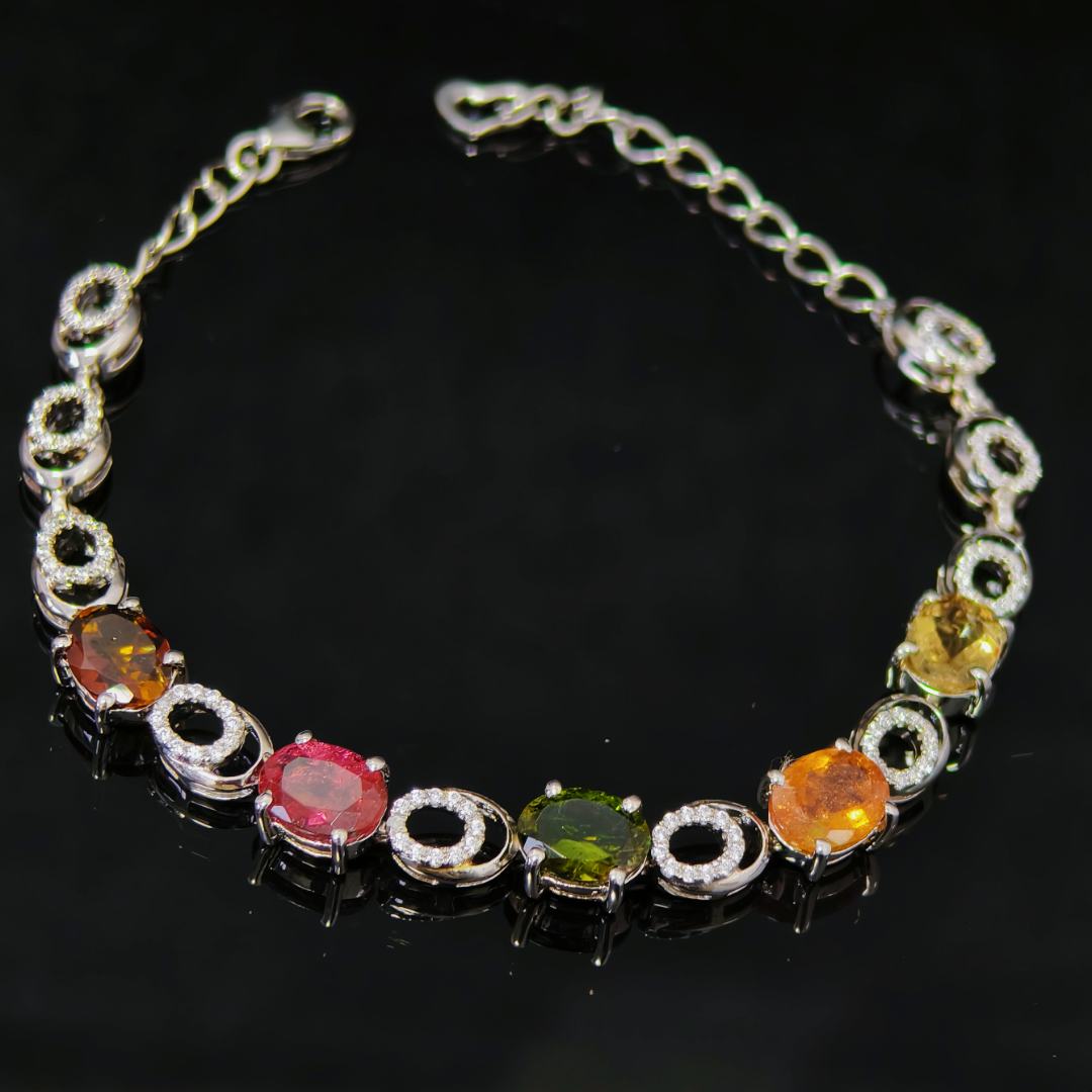 ZBCKBX620-天然碧玺手链【约1.5克拉 共5颗 多样性发货】精工