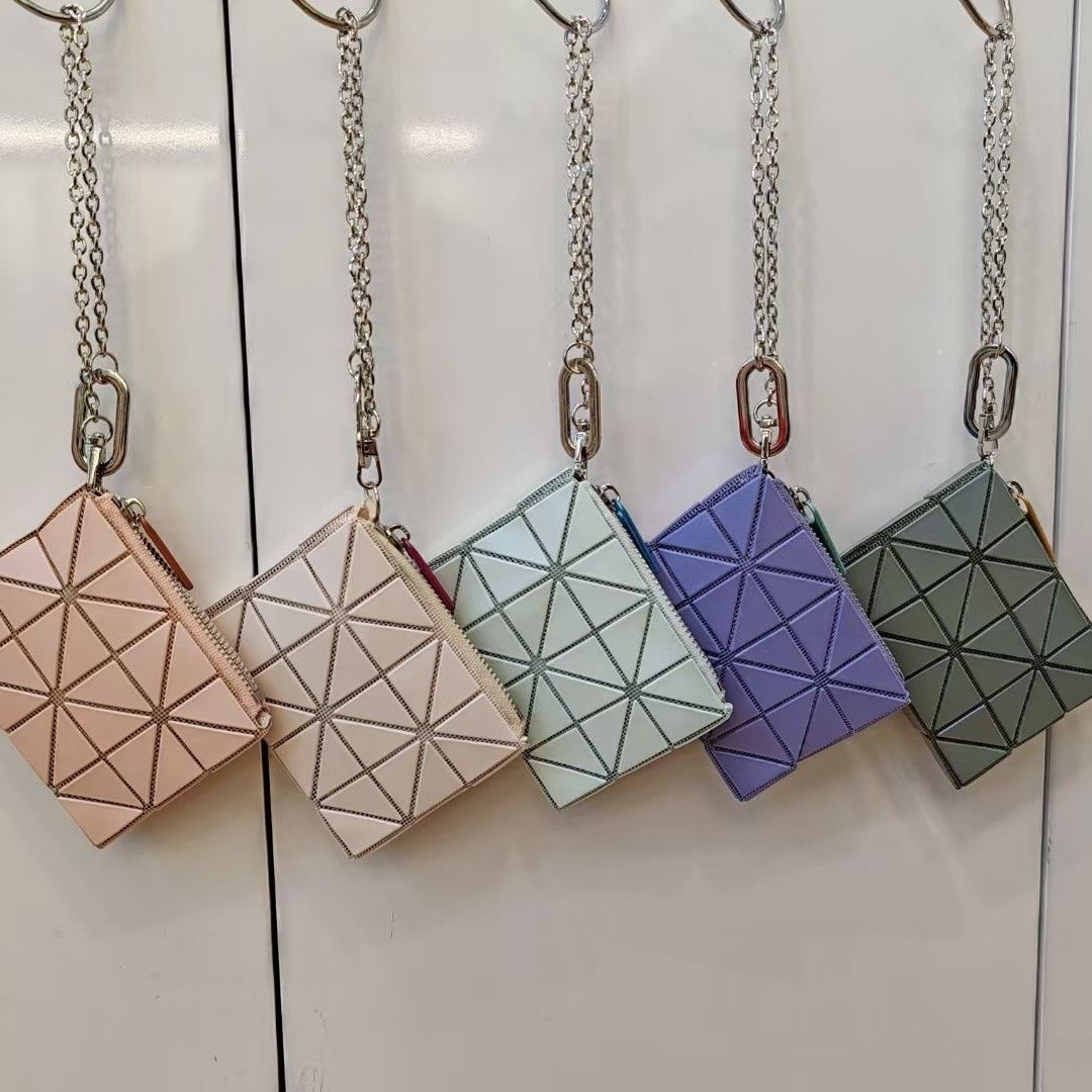 格子便携防脏手包款链条耐磨钱包潮流金球斜跨包菱格