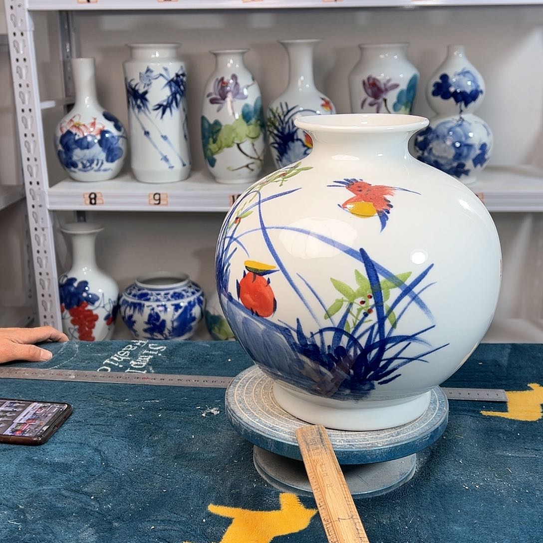 摆件景德镇陶瓷石玉鸟