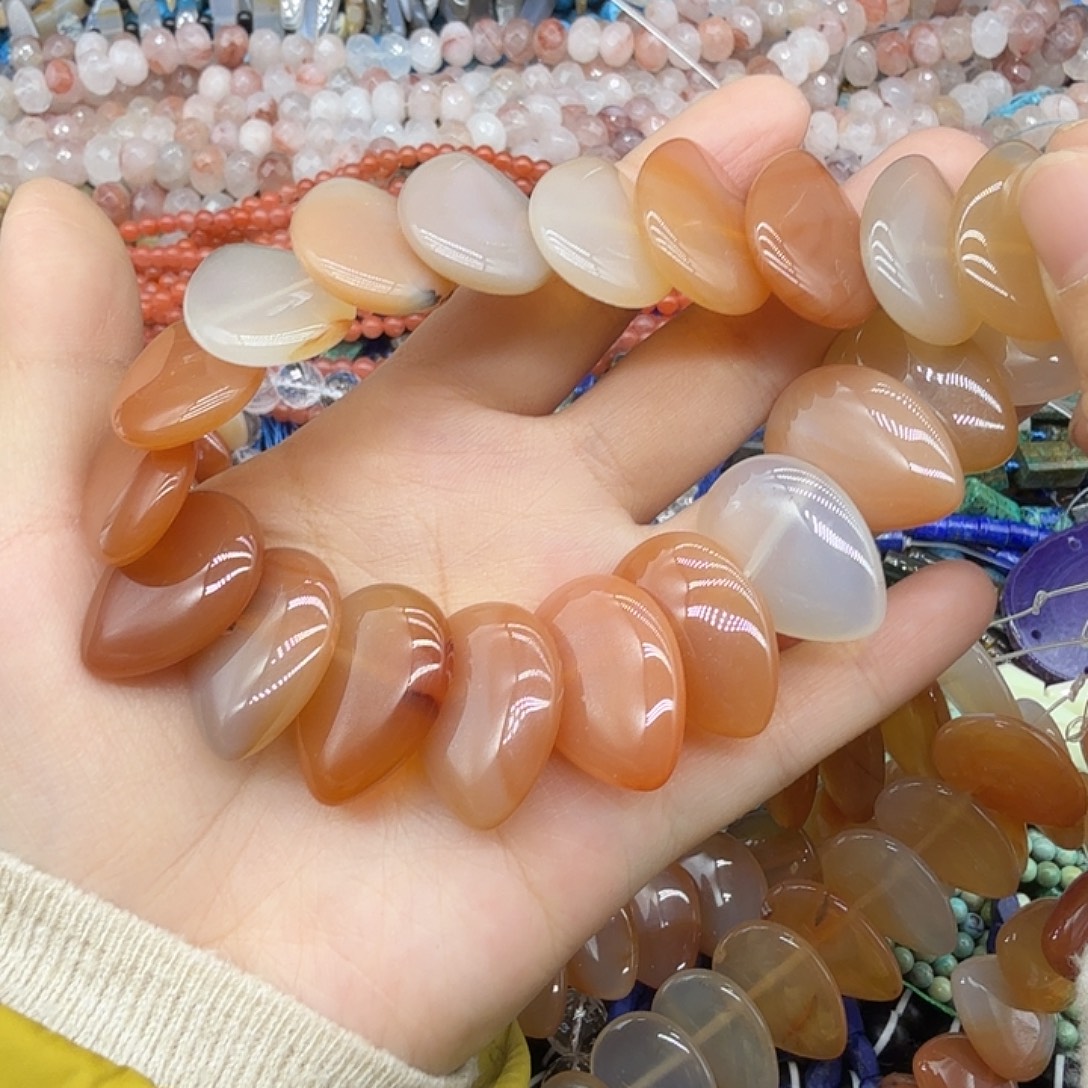 水晶未镶嵌珠宝半成品18×25红玛水滴碟片一条