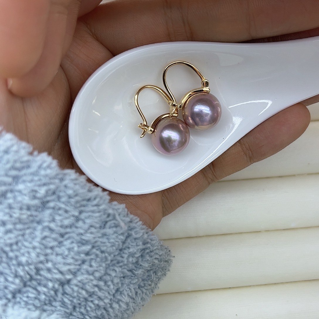 淡水珍珠耳饰银S925镶嵌