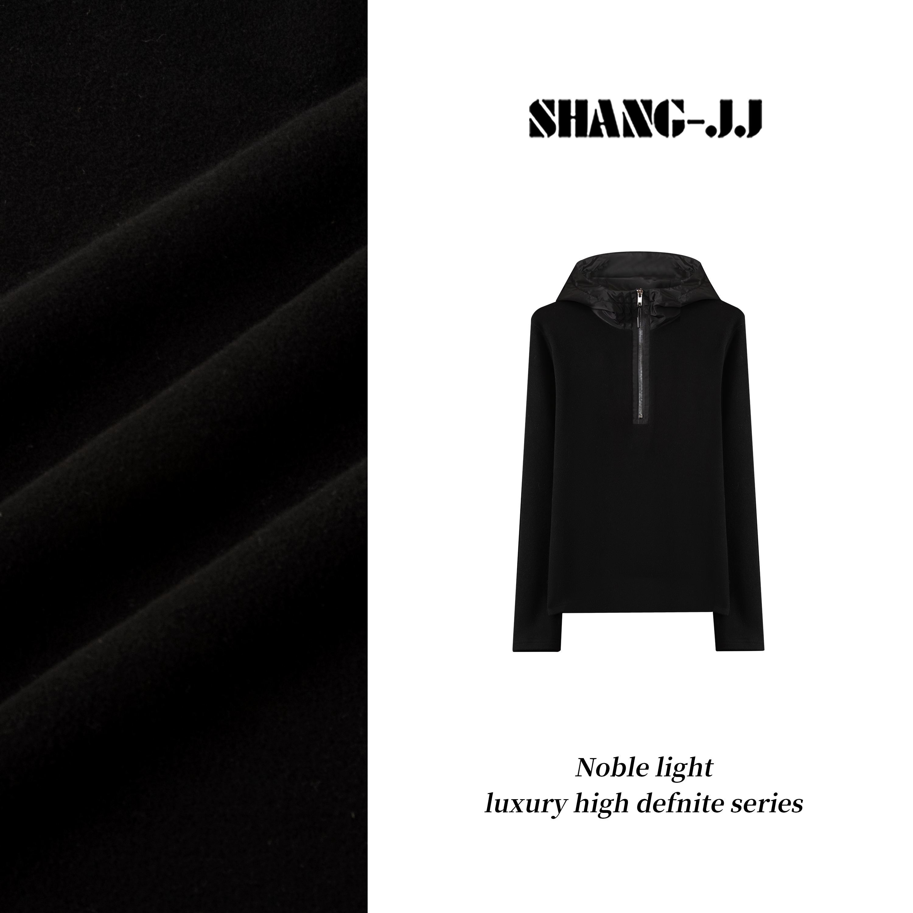 SHANG-JJ【拼接帽衫】24新款双面磨毛面料舒适上衣q132906p