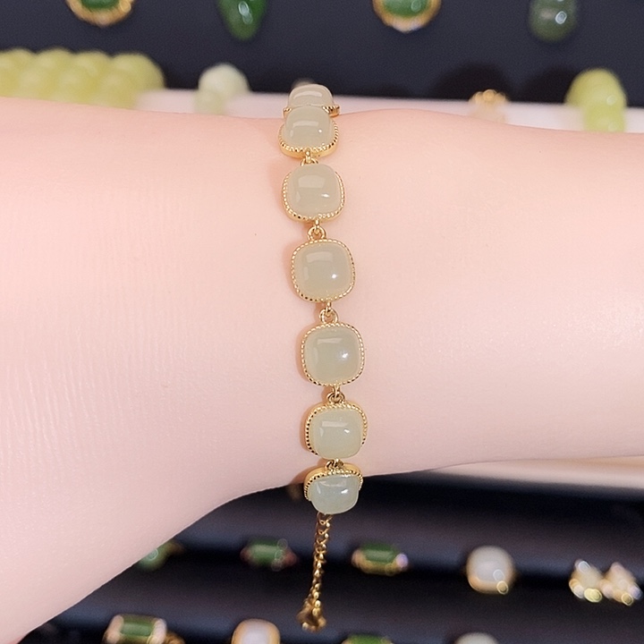 和田玉银S925镶嵌手链晴水