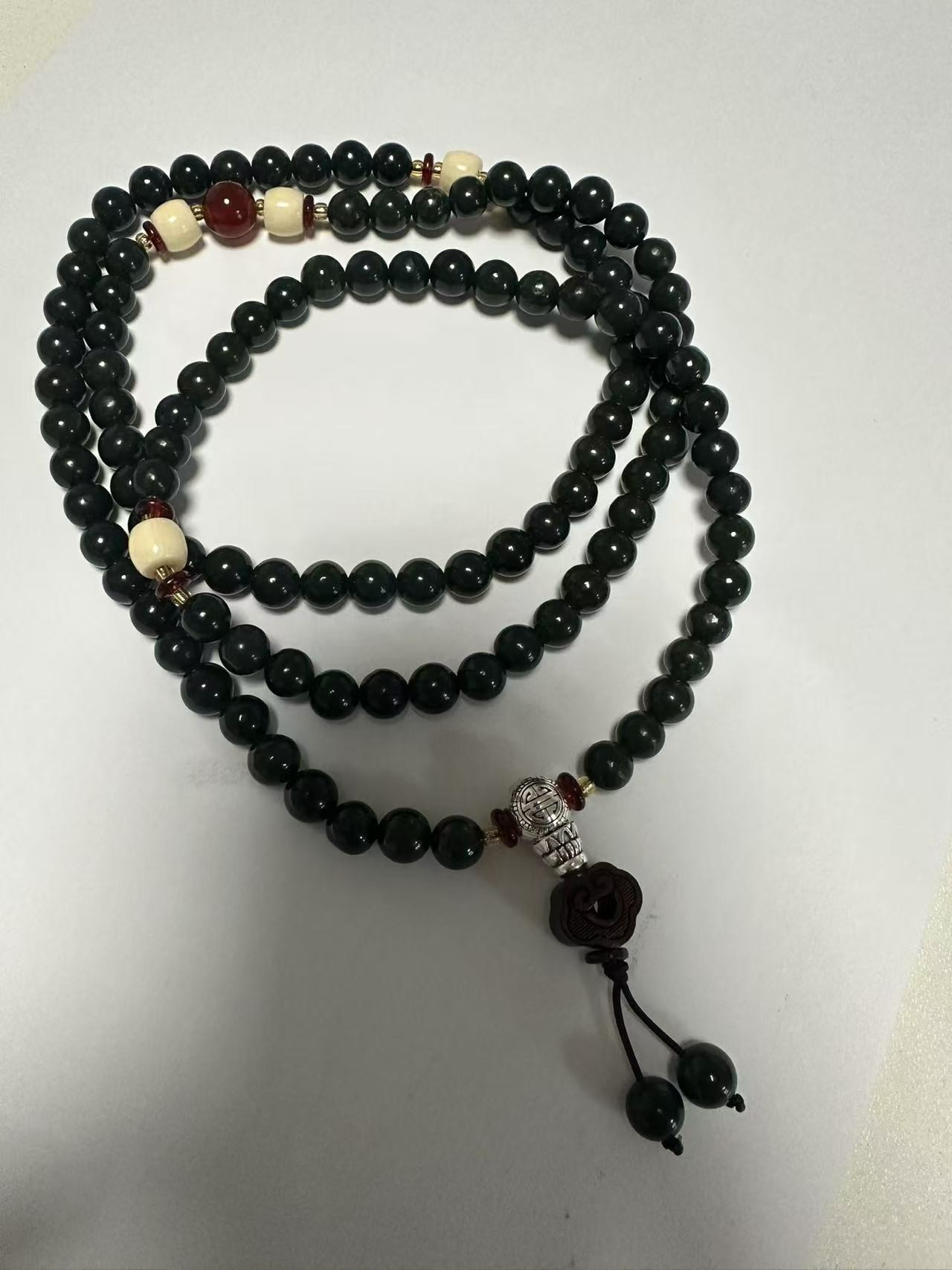 《童总专属》纯天然未镶嵌多样性发其一和田108项链    5