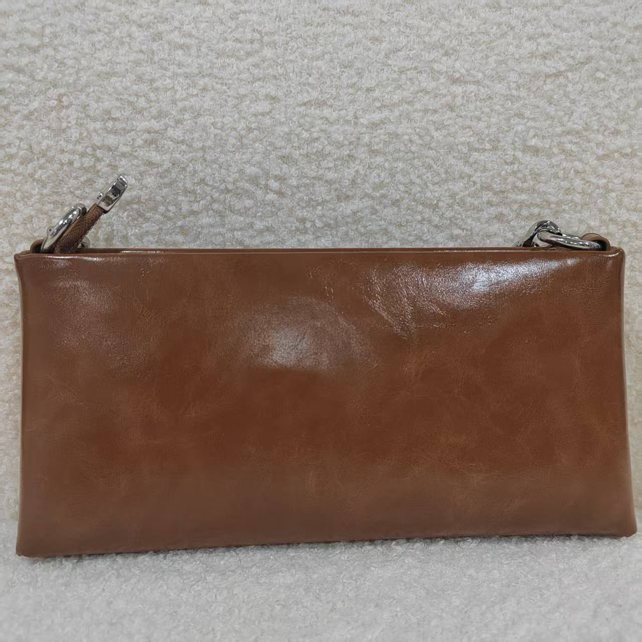 Laugh Queen无手工打造真皮女士新款包棕色26cm太腋下