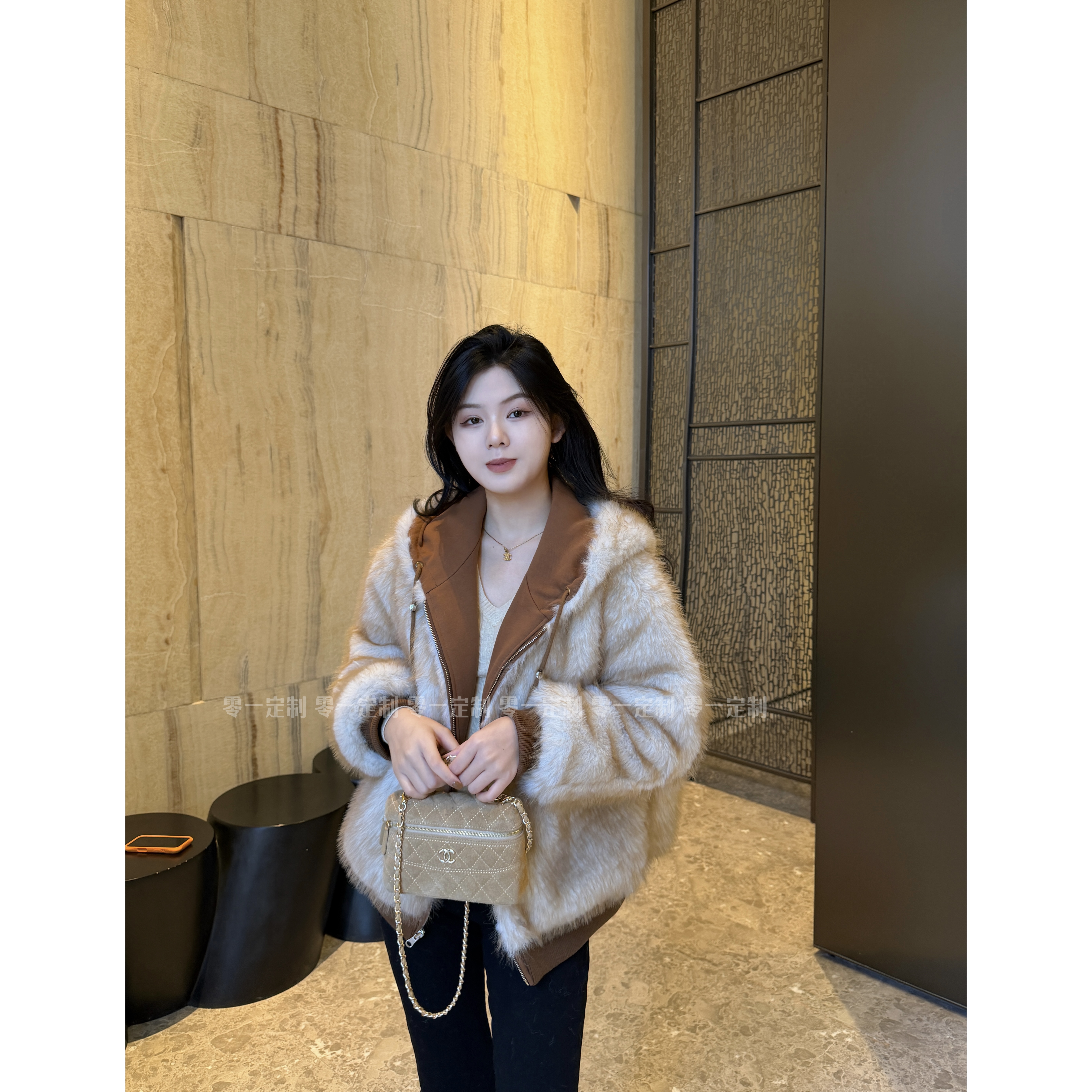 【零一定制】保暖厚款女连帽插肩袖时尚中长款轻奢韩版休闲短