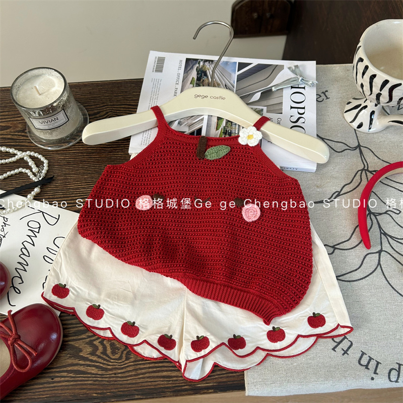 女童夏装套装2025新款洋气韩版女宝宝时髦夏季两件套C348