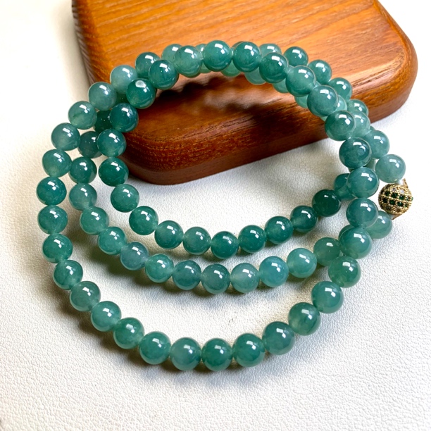 幻巧玉雕 缅甸天然a货翡翠 珠串