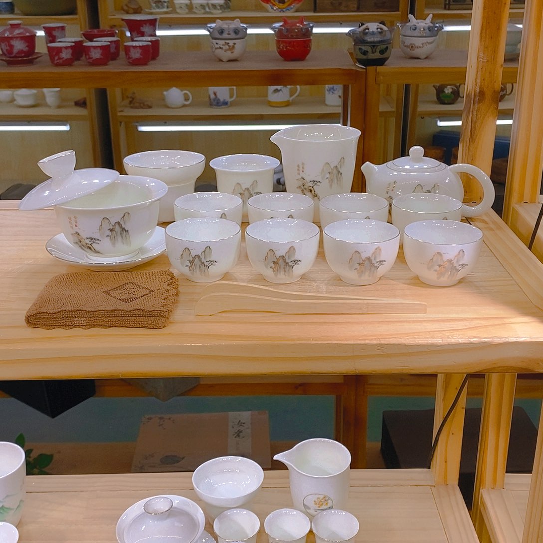 【不止】羊脂玉瓷茶具套装