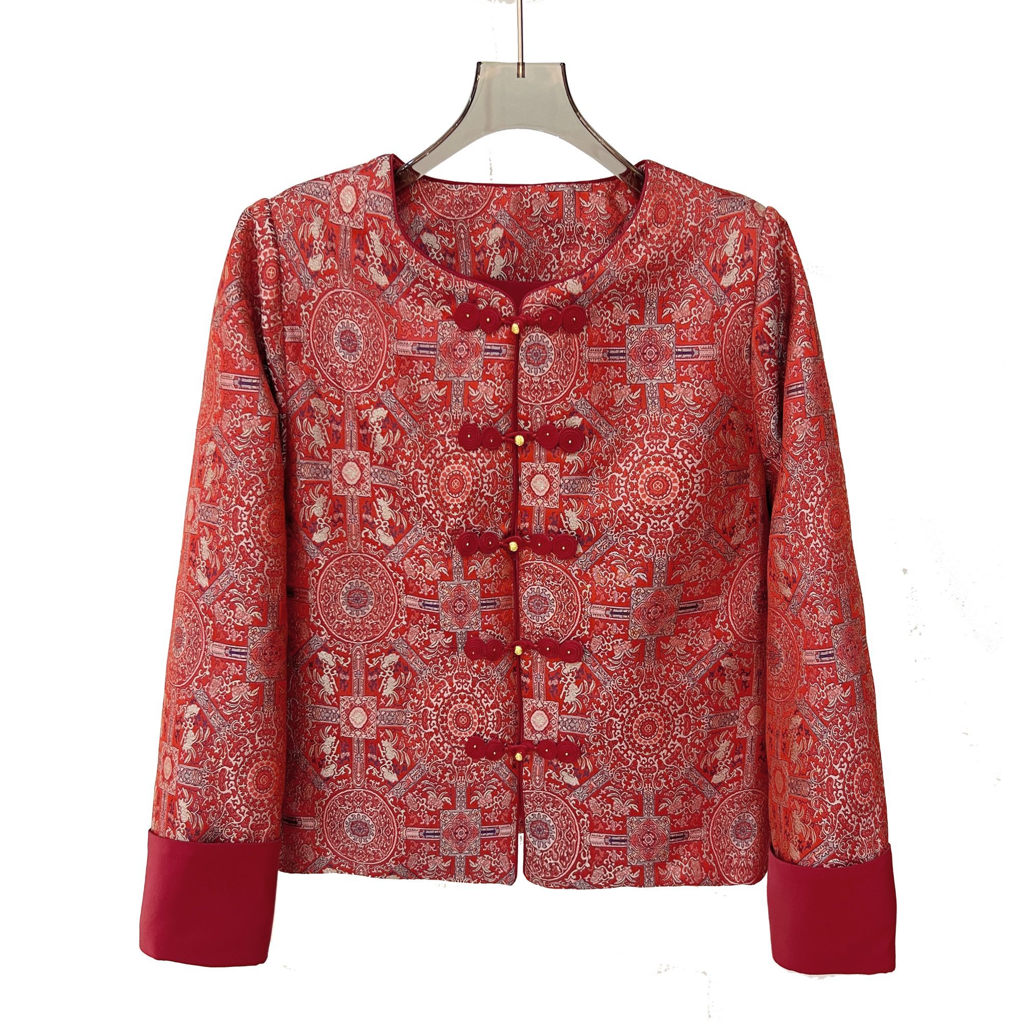 【心想事成】新中式国风加棉宋锦2025冬冬款撞色洋气轻奢显瘦外套女