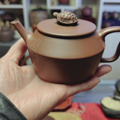 紫砂茶壶折肩德中壶380cc手工制作