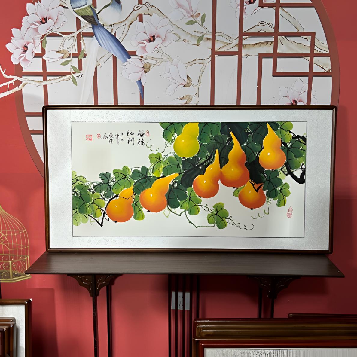 手绘福禄临门外径尺寸63✖️123带框包邮