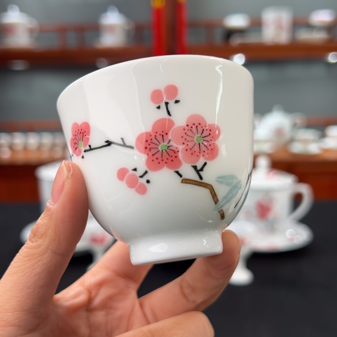 翠竹红梅单直口杯 杨所长底款