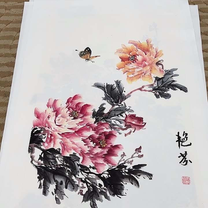 国画花鸟的翅膀和三开