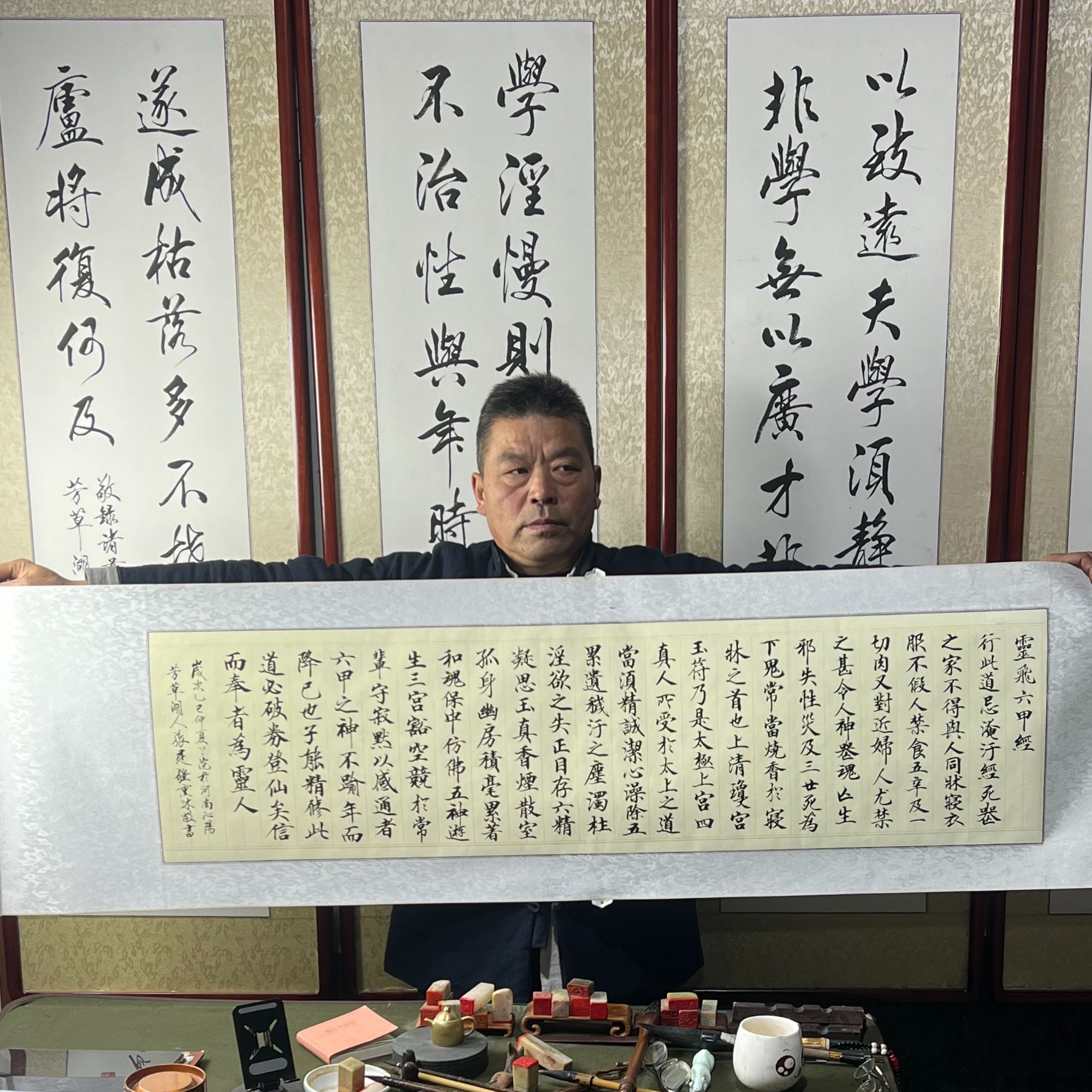 建疆老师手写书法作品灵飞六甲经、沁园春雪、青云志精品卷轴款定制