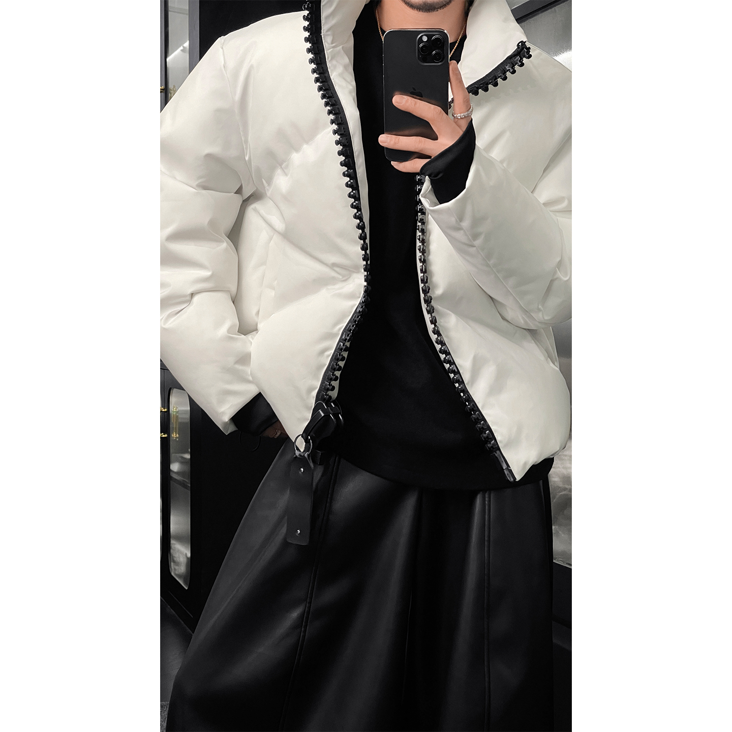 龙叨叨冬季新品高级感简约设计款立领棉服男潮牌百搭保暖棉衣外套