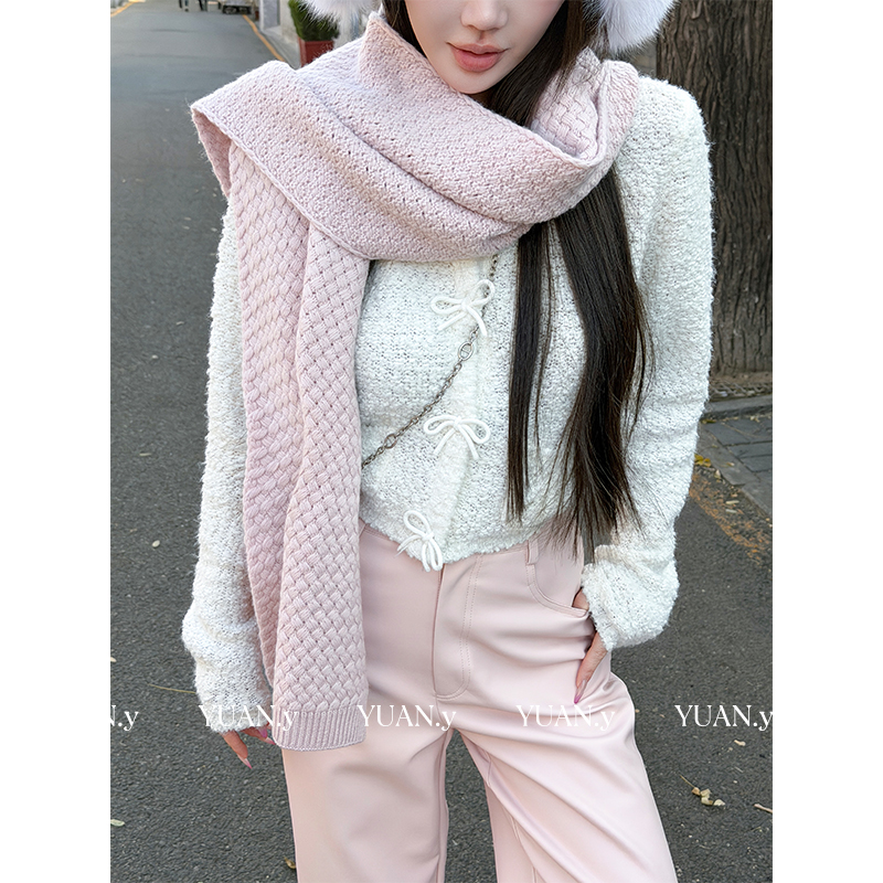 媛媛【蝴蝶艺术】软糯毛衣女秋冬慵懒风宽松外穿加厚针织上衣#M0586