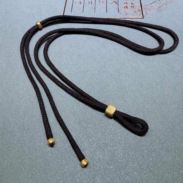 925银银制品 绳珠宝挂绳金色毛衣链手工可调节配饰绳子材料包