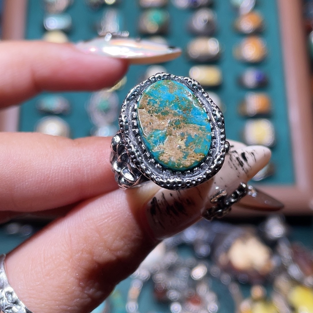 绿松石银S925镶嵌戒指戒指