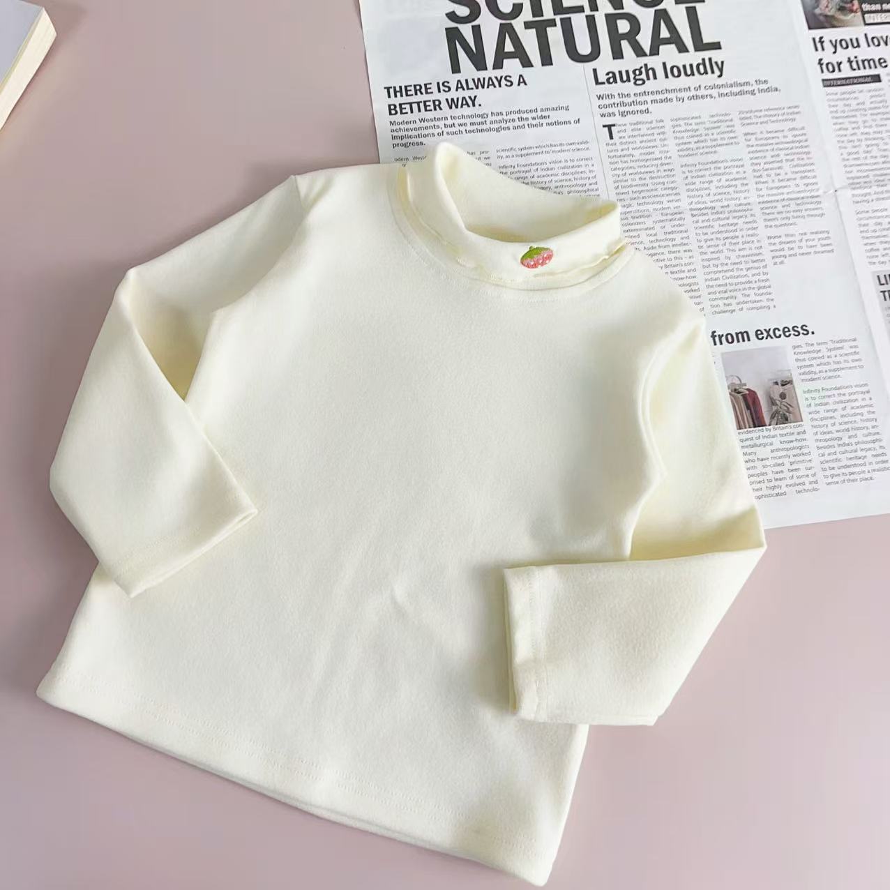 【】K060儿童新款女宝时尚甜美白色潮流百搭打底衫