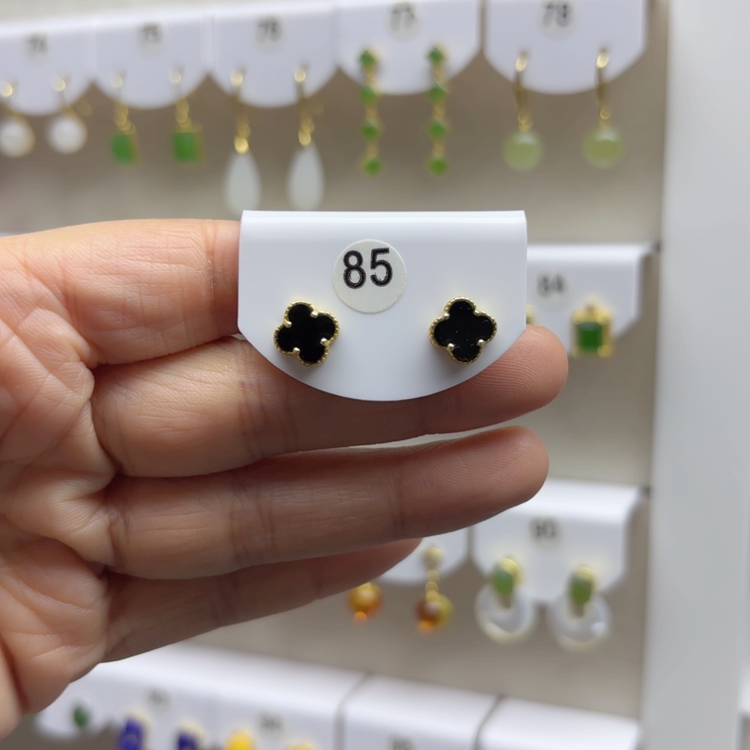 银S925镶嵌和田玉耳饰