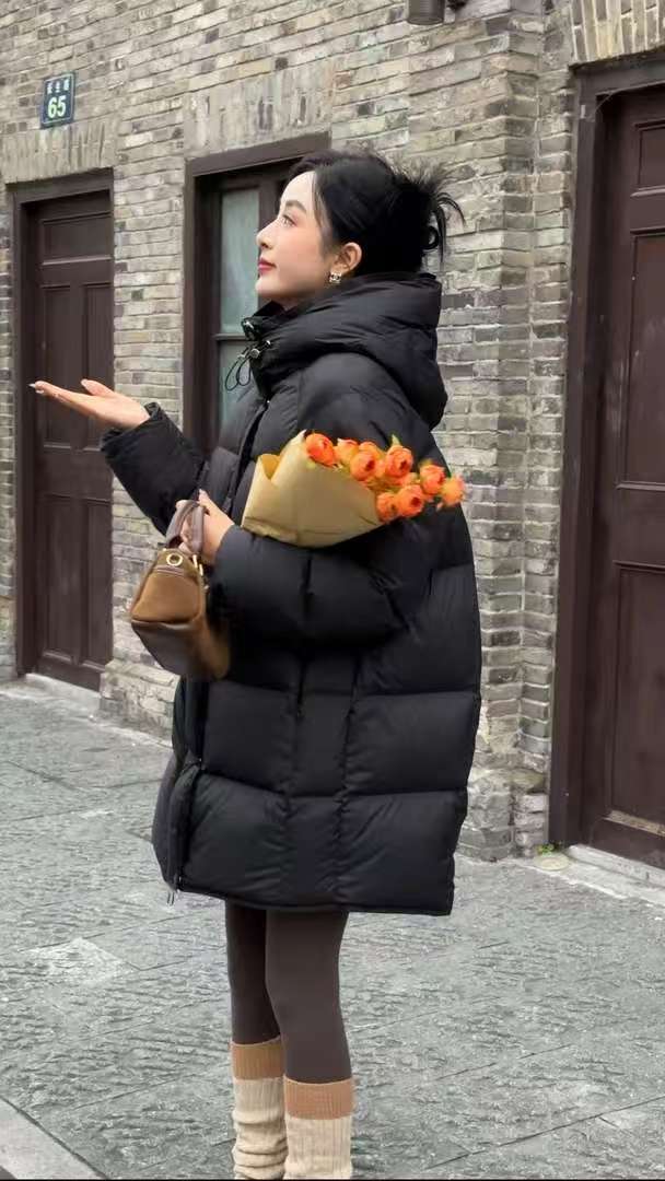 90新国标白鸭绒泡芙云朵零压羽韩版休闲时尚绒服中长款洋气洋气