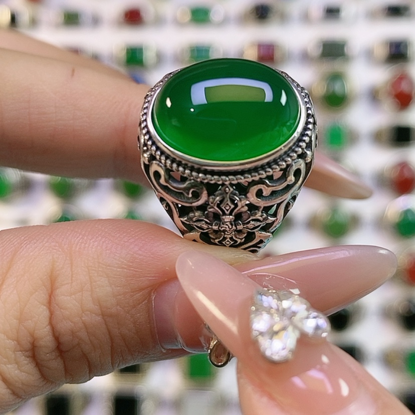 【闪购商品】银S925镶嵌戒指玛瑙/玉髓