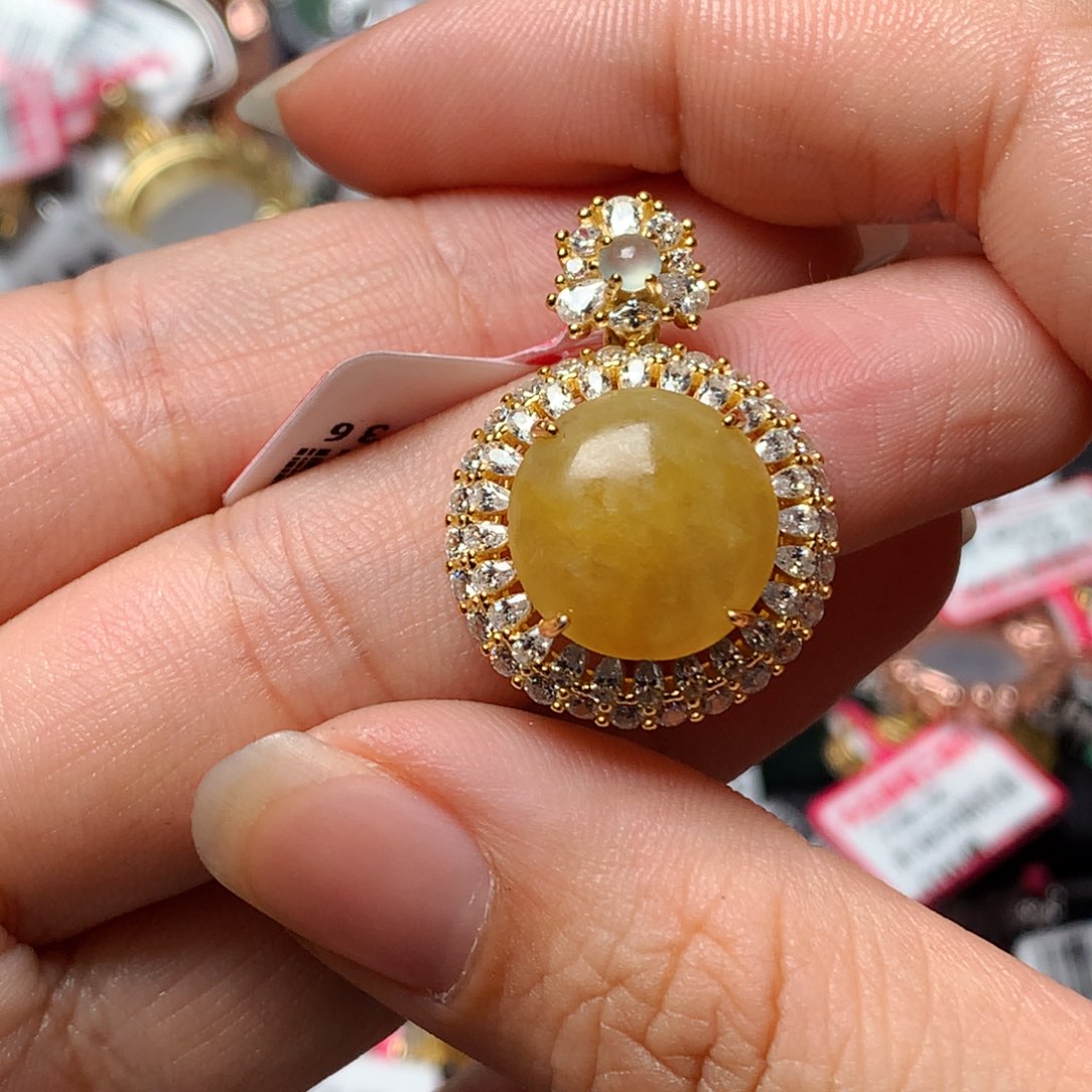 翡翠戒指银S925镶嵌天然翡翠吊坠