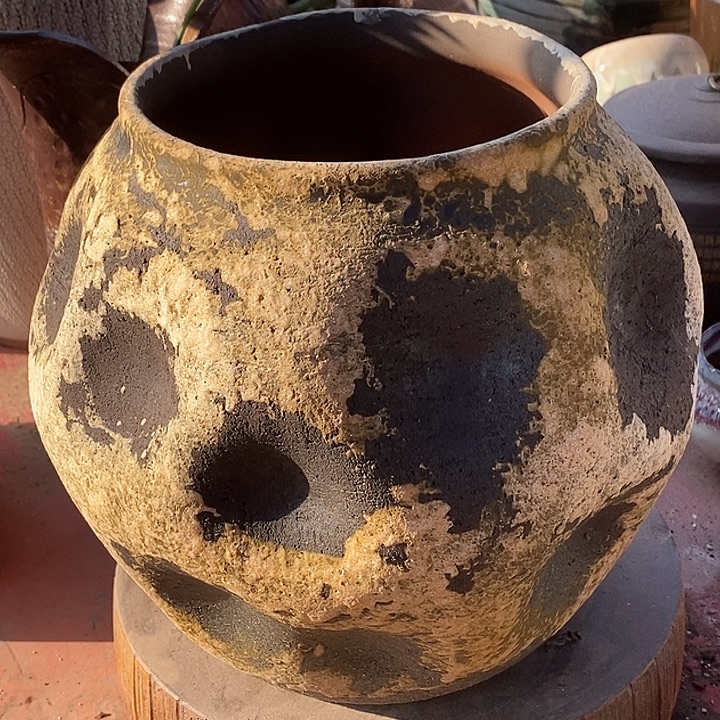 紫砂花盆口18高度25异性