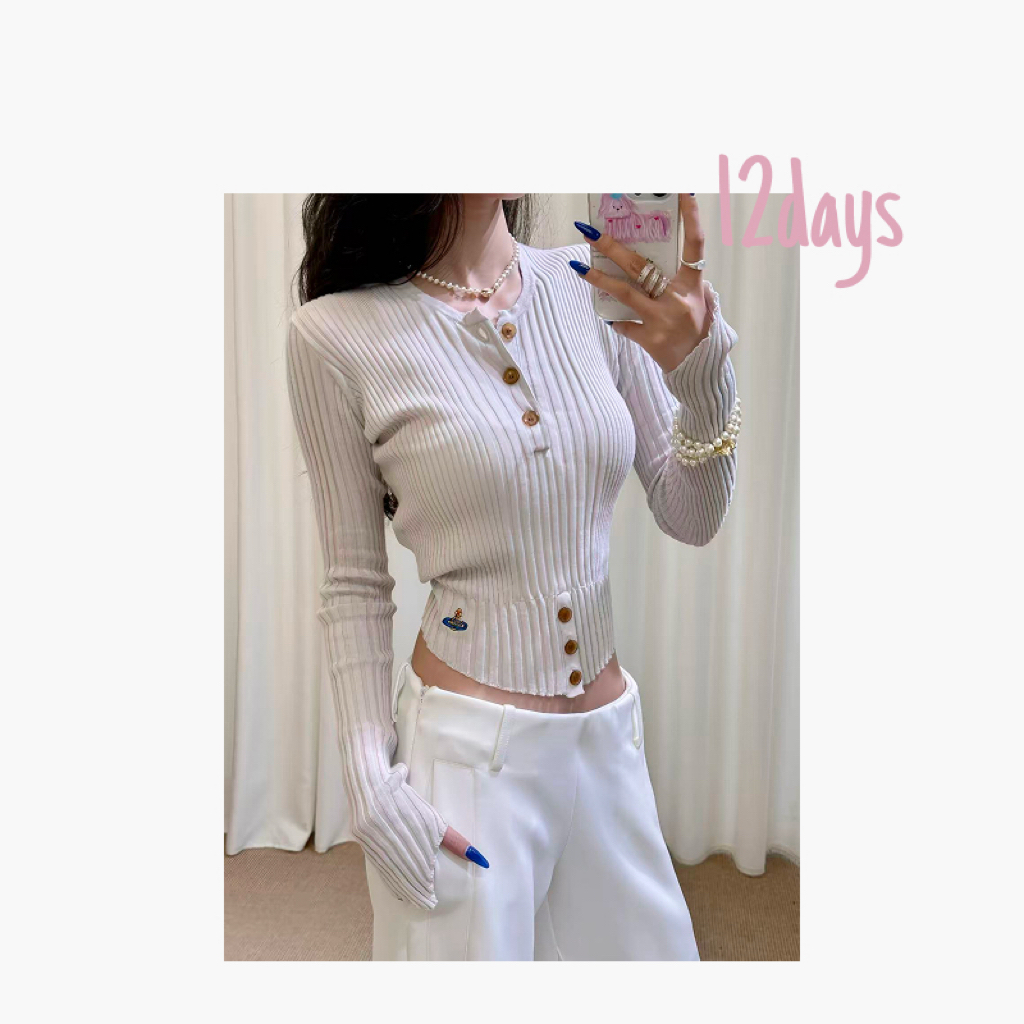 12days | 土星25FW两色刺绣针织开衫长袖 | 25138