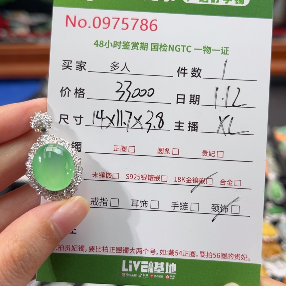 【闪购商品】翡翠颈饰18K金镶嵌多人