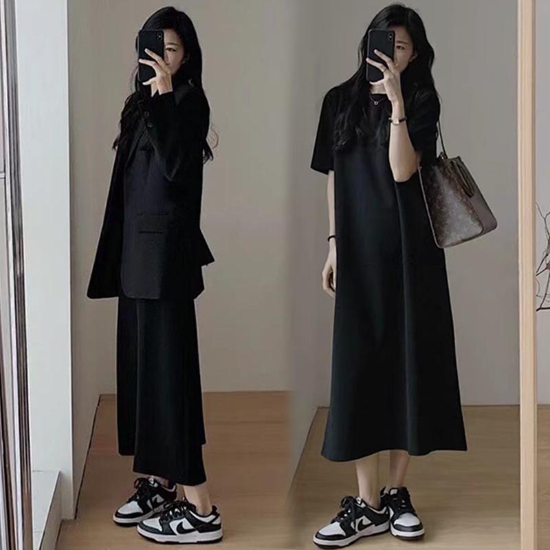 大码女装御姐赫本风长裙2025夏季新款宽松遮肉胖mm显瘦连衣裙