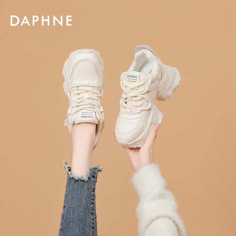 达芙妮厚底真皮老爹鞋女2025秋季新款休闲增高女鞋百搭运动小白鞋