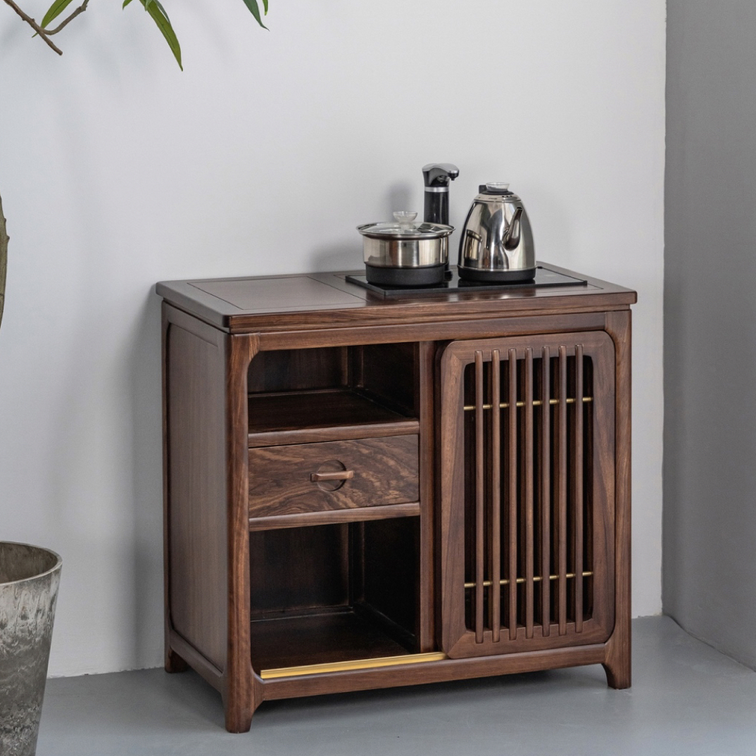 乌金木茶水柜边几茶边柜整装烧水茶柜一体（不包烧水壶）73*42*68
