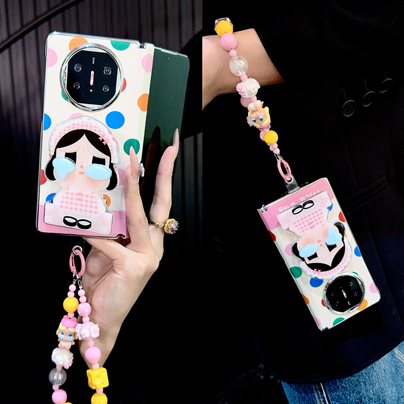 适用华为matex5手机壳折叠屏中轴新款x6典藏版x3皮纹卡通支架女款