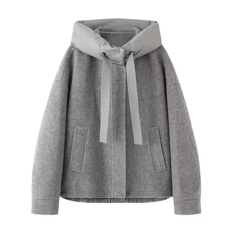 艾诺丝商场同款女装2025冬季新款时尚法式毛呢外套