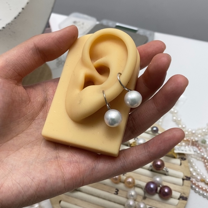 高跟鞋耳钩10.4m银S925镶嵌淡水珍珠