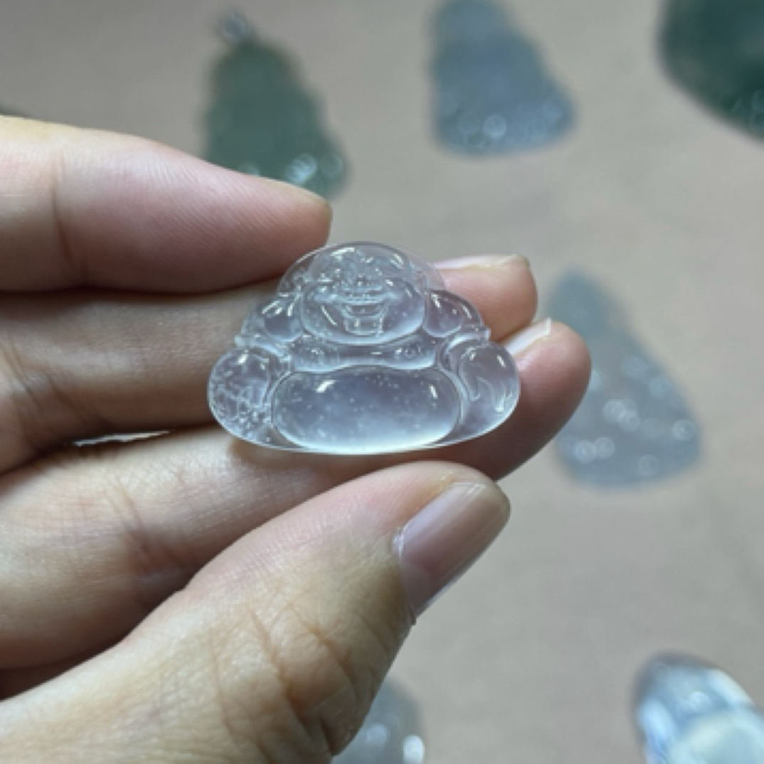 缅甸翡翠高冰雪花棉佛公