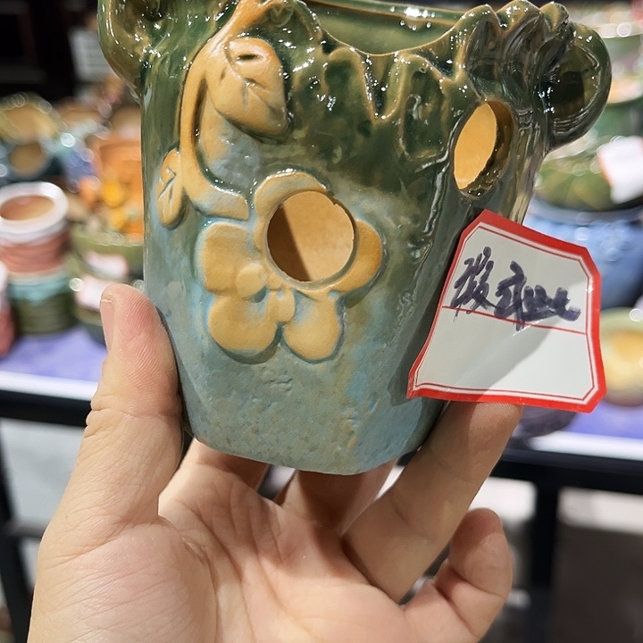 瓷片花盆多肉植物艺术品