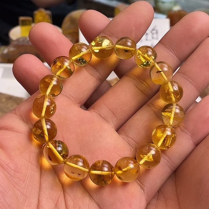 烟***！琥珀未镶嵌手链天然琥珀蜜蜡