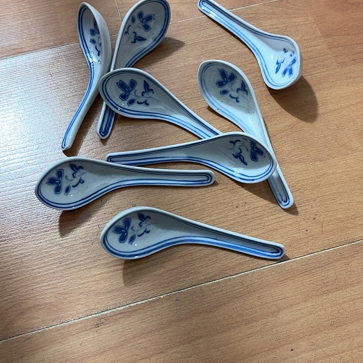 其他用****6官窑群力青花蓝海棠勺子8个