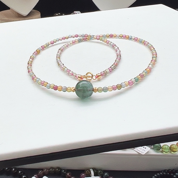 项链银S925镶嵌碧玺6号