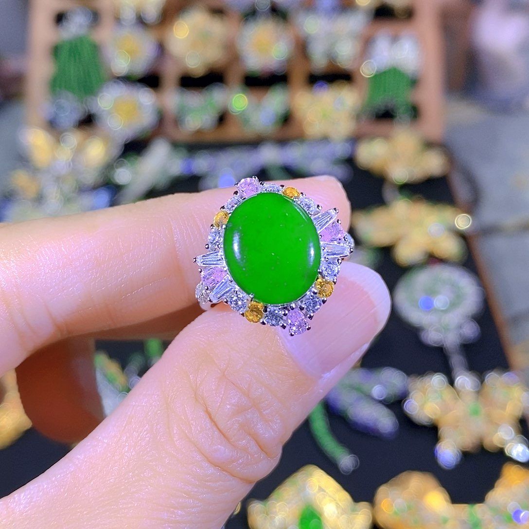 吊坠(不含链)银S925镶嵌翡翠