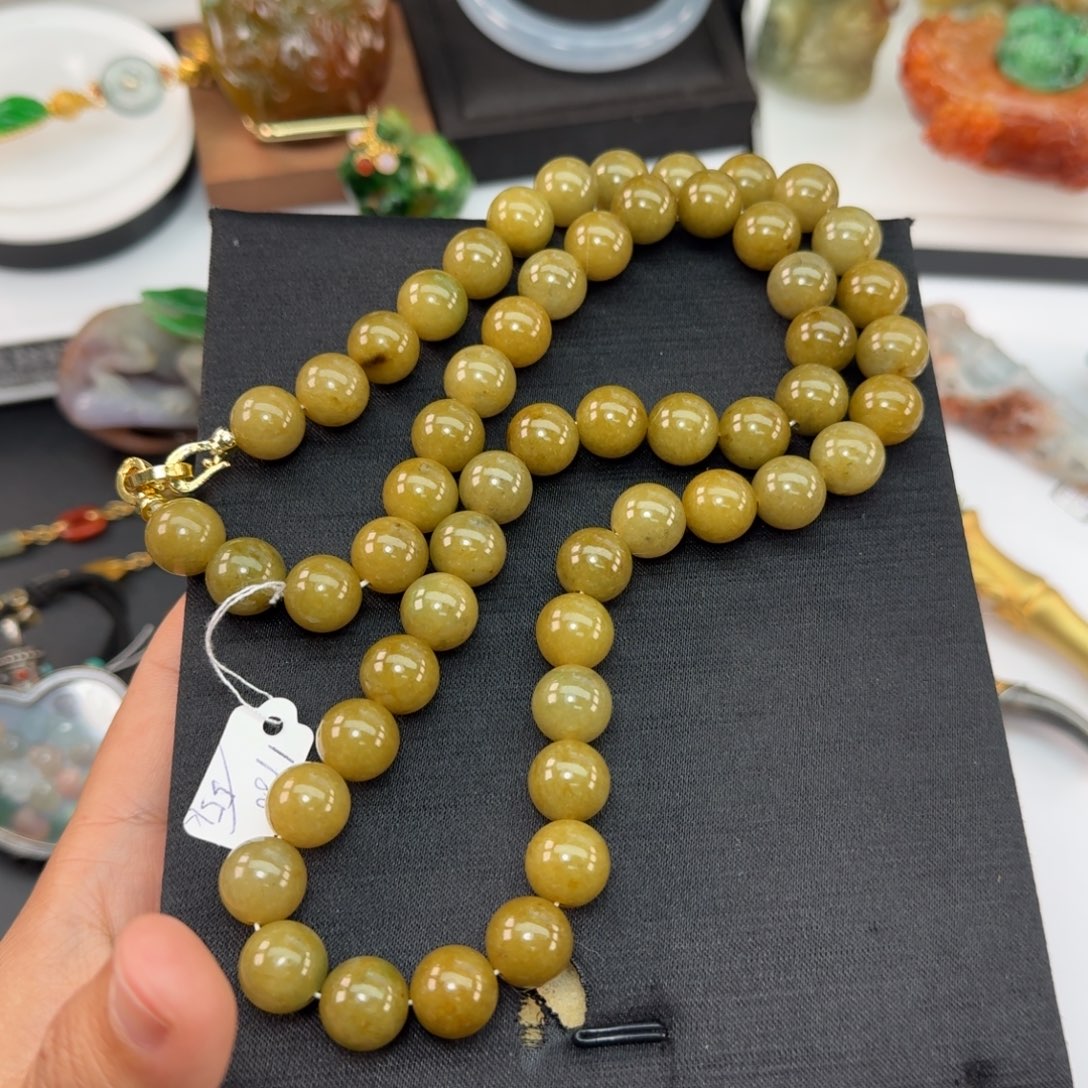 翡翠未镶嵌项链黄翡项链