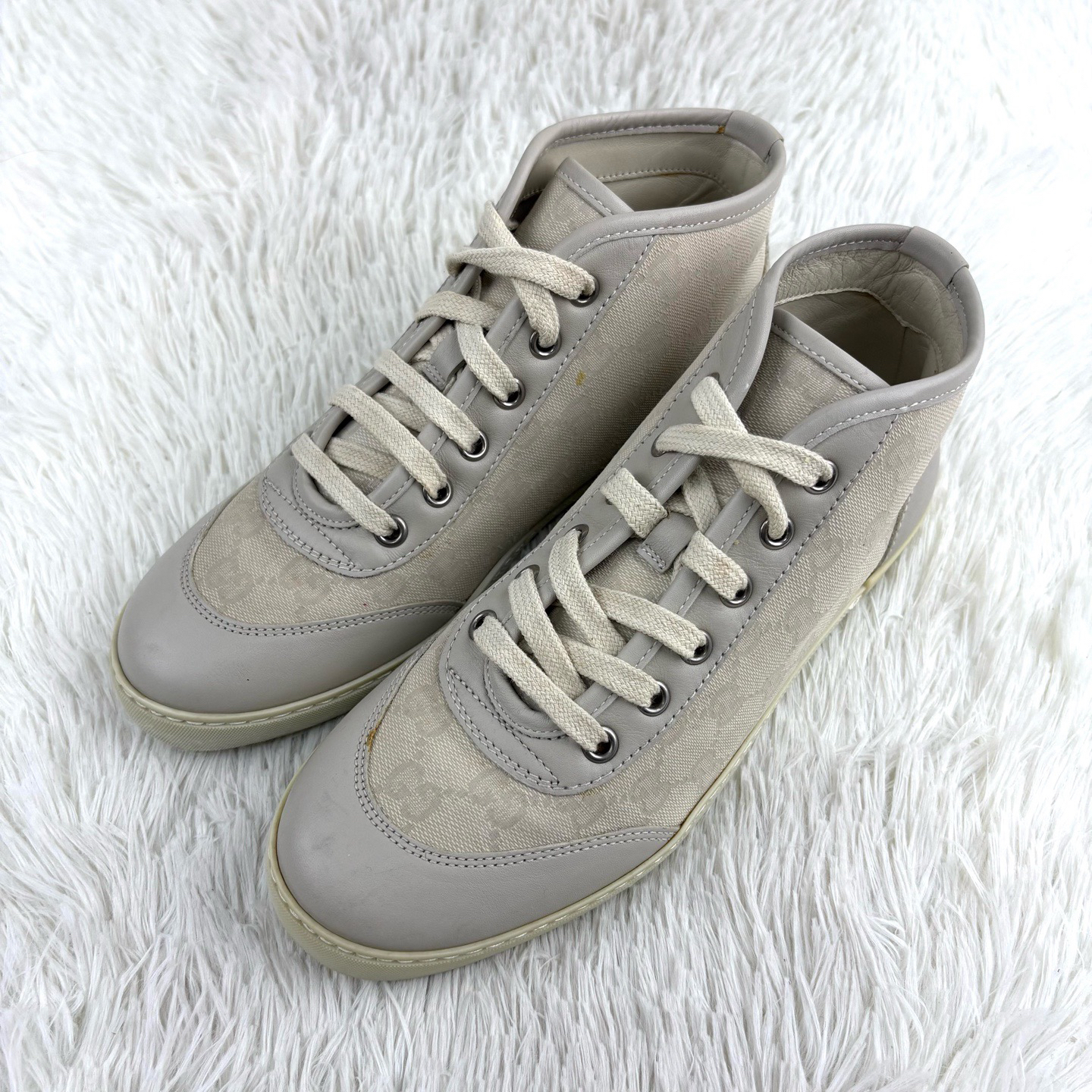 99新 GUCCI/古驰 米色双G满印板鞋 36码 