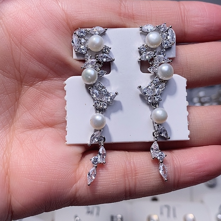 淡水珍珠耳饰银S925镶嵌