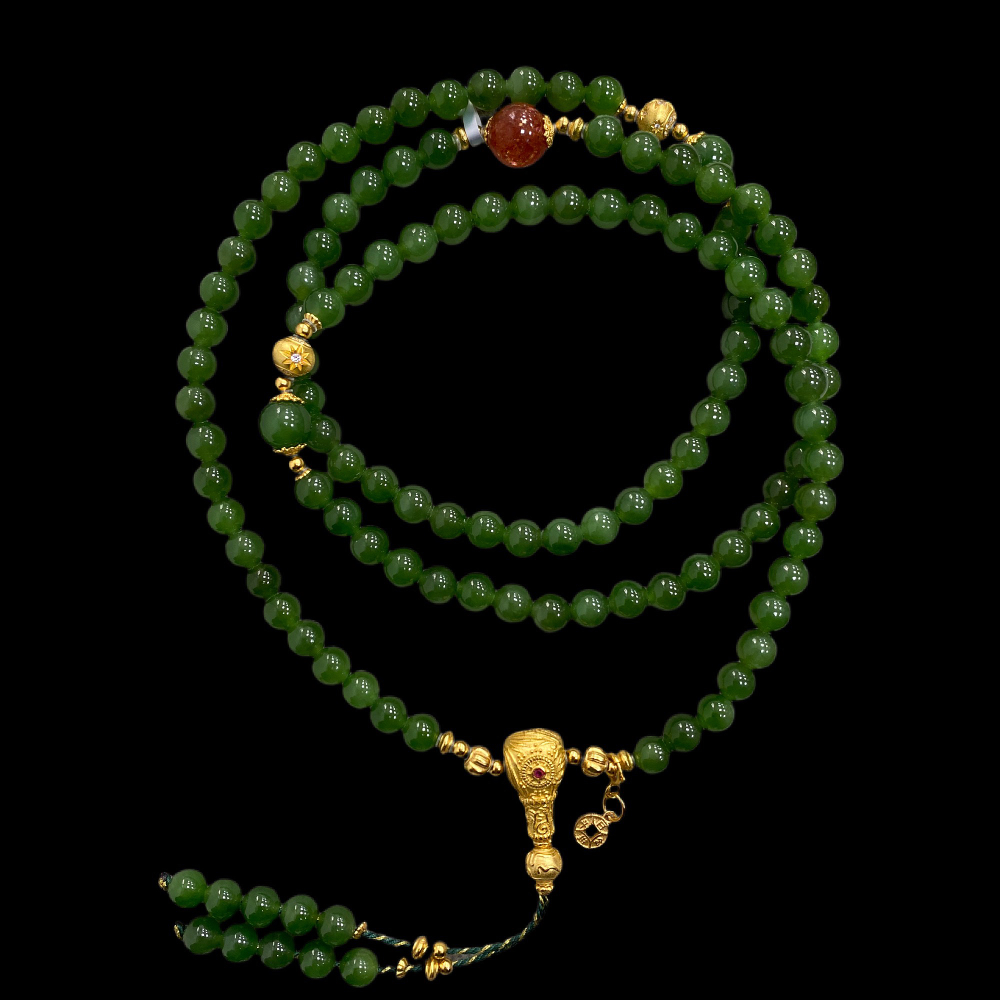 N1767碧玉金太阳手串多样性发一