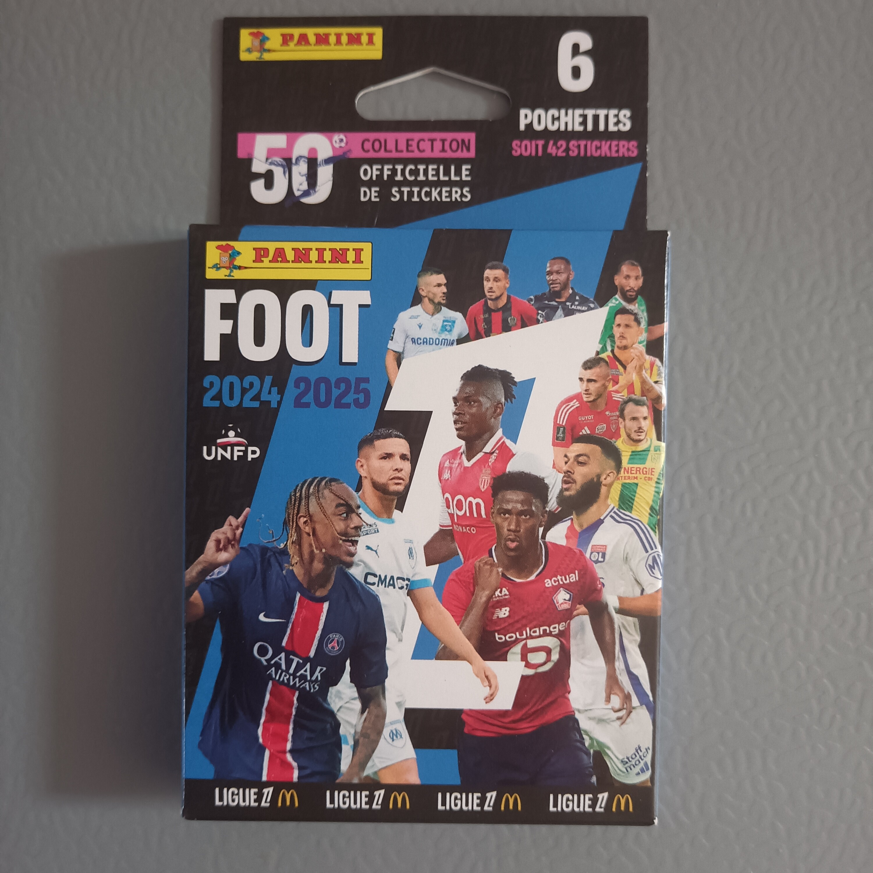 2024-25赛季 法甲Panini帕尼尼贴纸挂盒 6包/盒可博姆巴佩 杜埃等